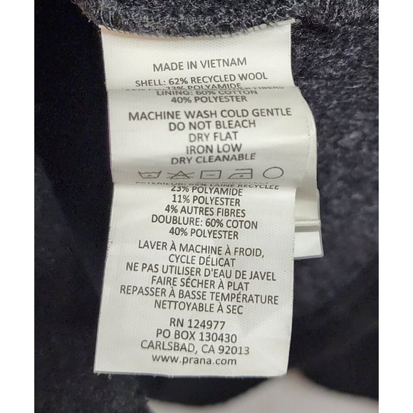 Prana Jacket Womens XSmall Black Charcoal Milana Textured Knit Wool Blend Coat - Picture 13 of 13